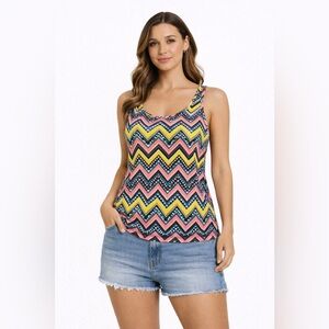 Vibrant Chevron Print Tank Top – Lightweight & Stylish